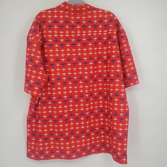 Sporty's Wright Bros 2XL Short Sleeve Button Down Shirt Airplanes Red Flying - Picture 3 of 9